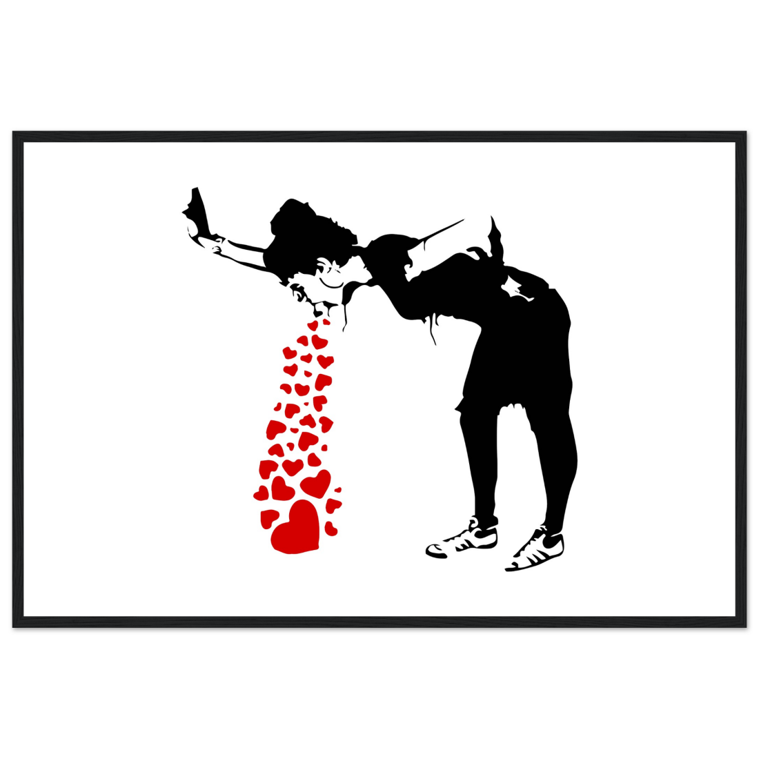 Banksy Lovesick Girl Throwing up Hearts artwork poster by Art-O-Rama Shop