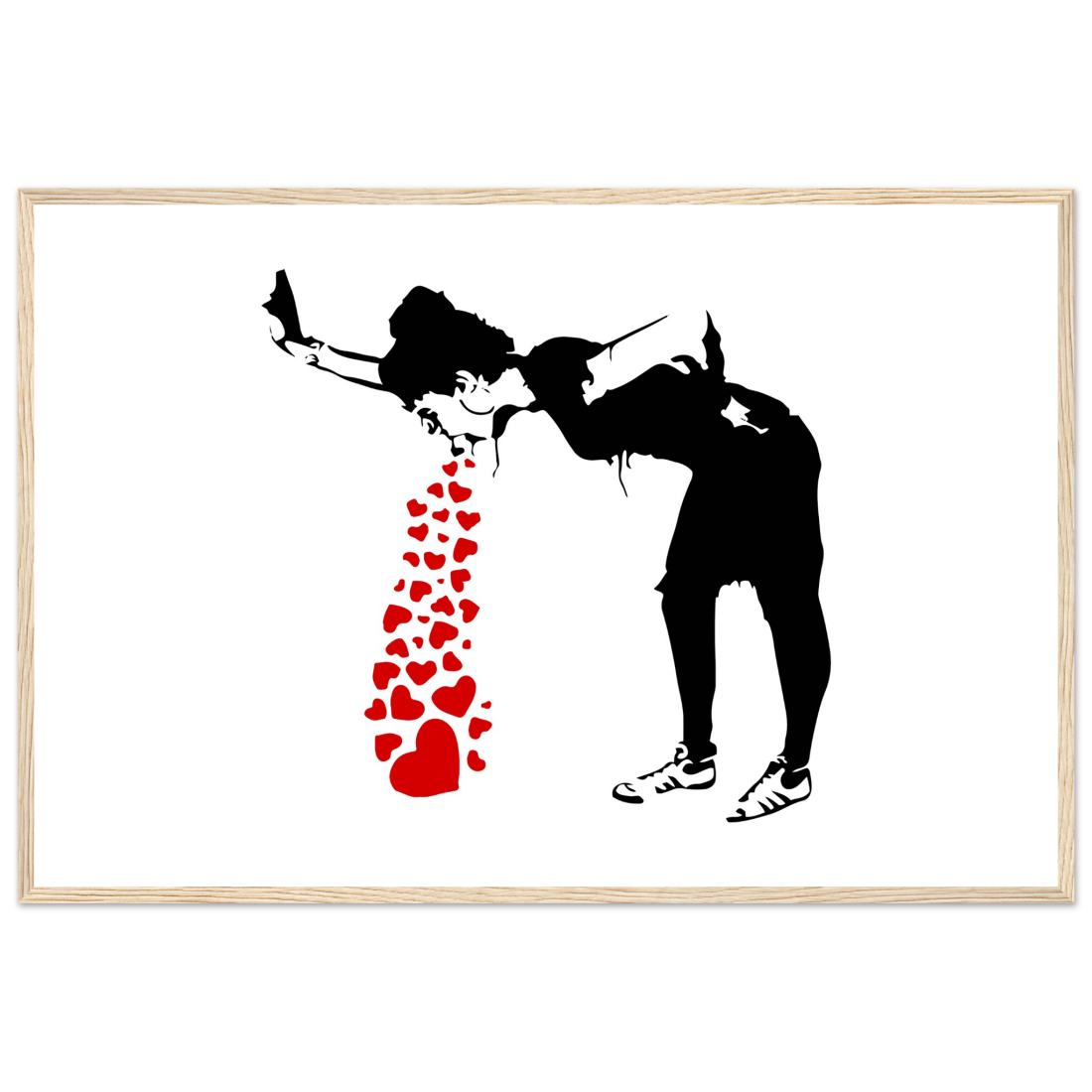 Banksy Lovesick Girl Throwing up Hearts artwork poster by Art-O-Rama Shop