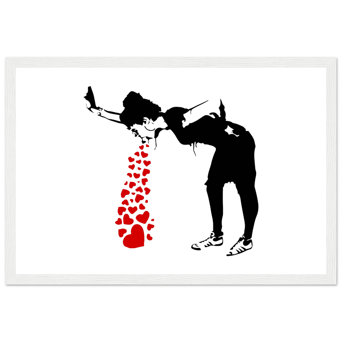 Banksy Lovesick Girl Throwing up Hearts artwork poster by Art-O-Rama Shop