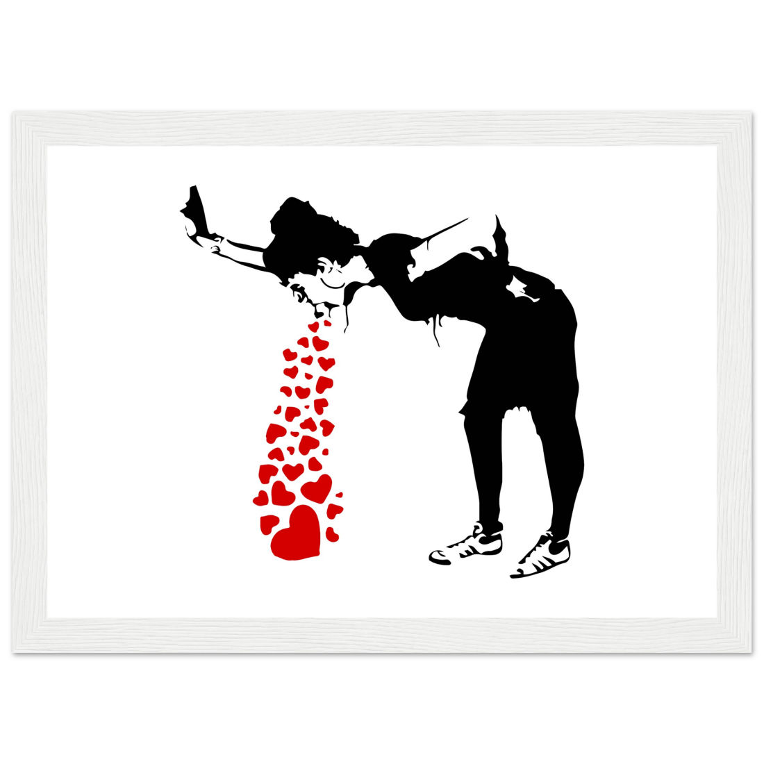 Banksy Lovesick Girl Throwing up Hearts artwork poster by Art-O-Rama Shop