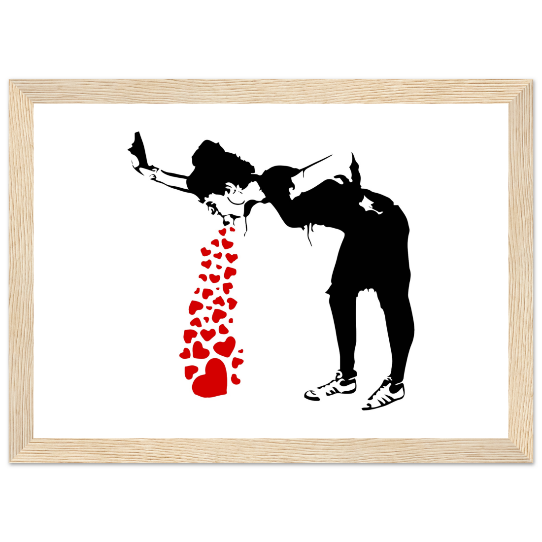 Banksy Lovesick Girl Throwing up Hearts artwork poster by Art-O-Rama Shop
