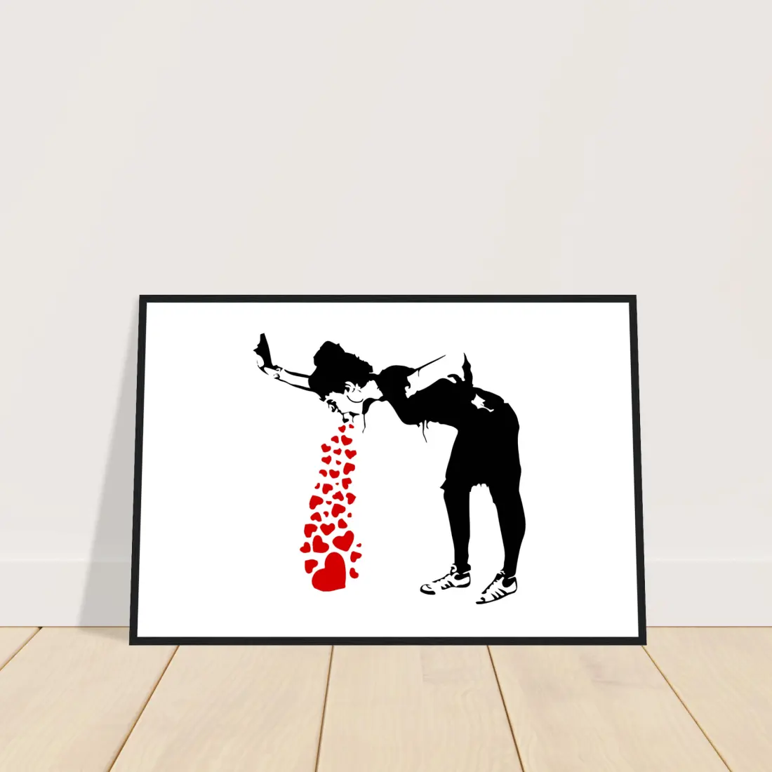 Banksy Lovesick Girl Throwing up Hearts artwork poster by Art-O-Rama Shop