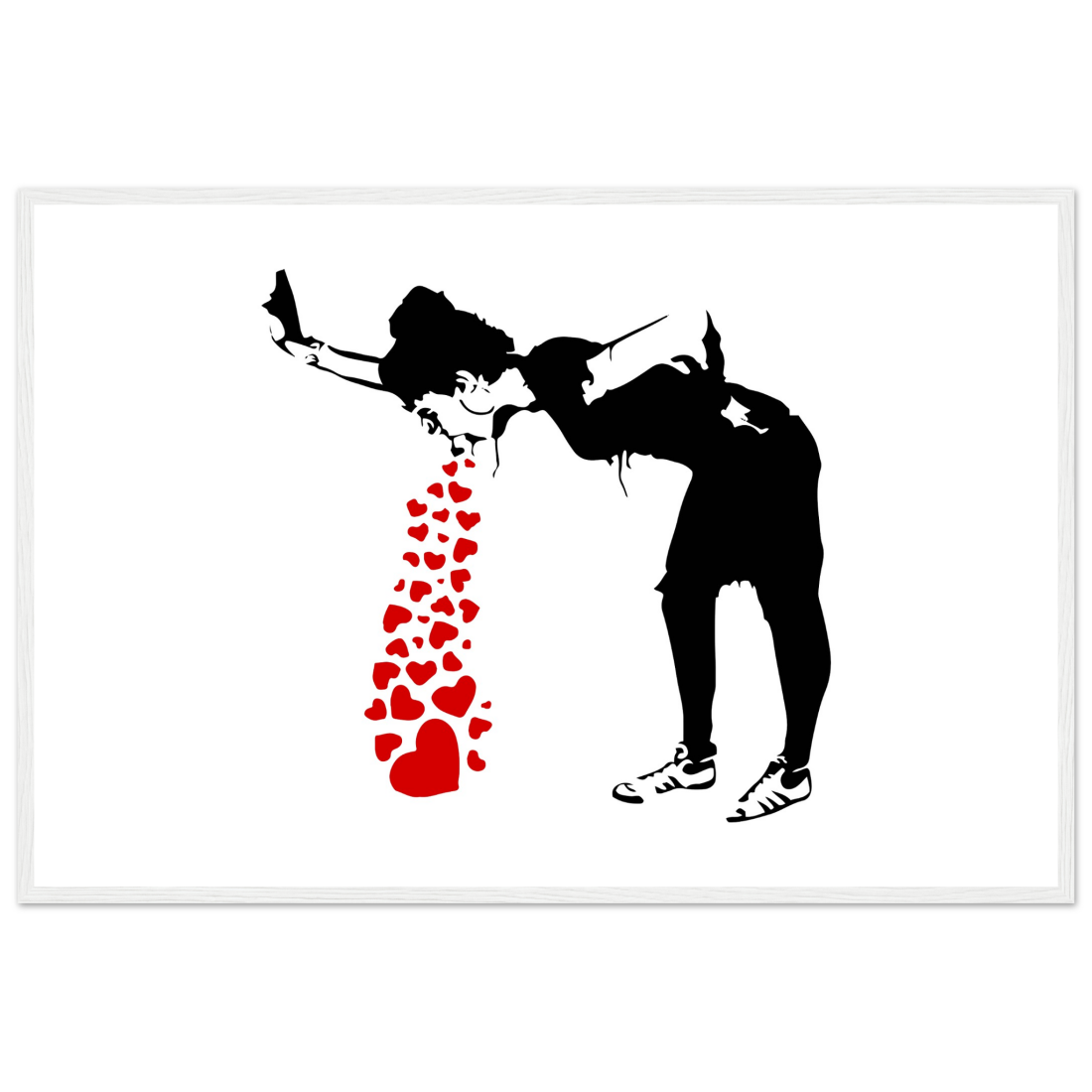 Banksy Lovesick Girl Throwing up Hearts artwork poster by Art-O-Rama Shop