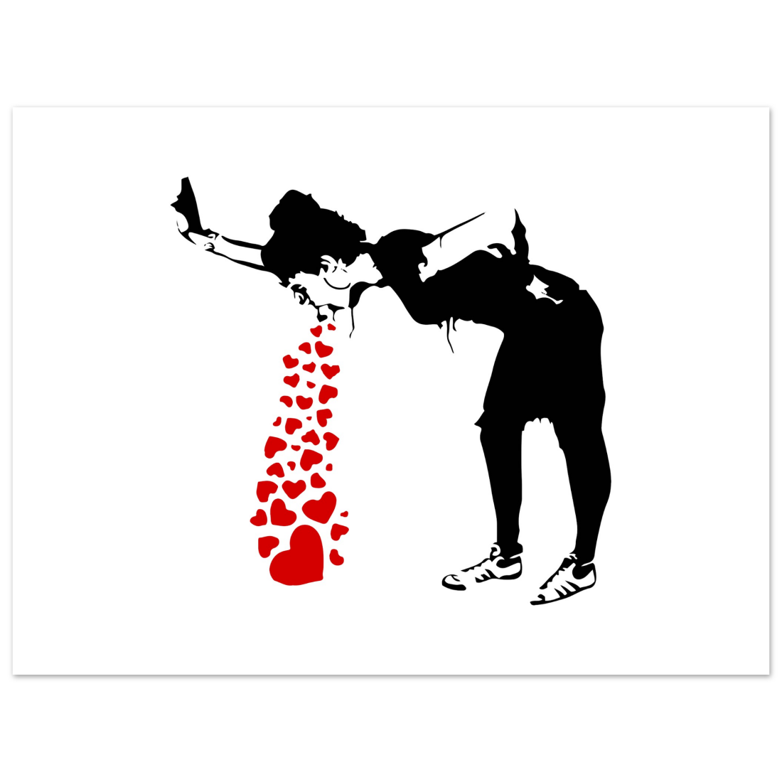Banksy Lovesick Girl Throwing up Hearts artwork poster by Art-O-Rama Shop