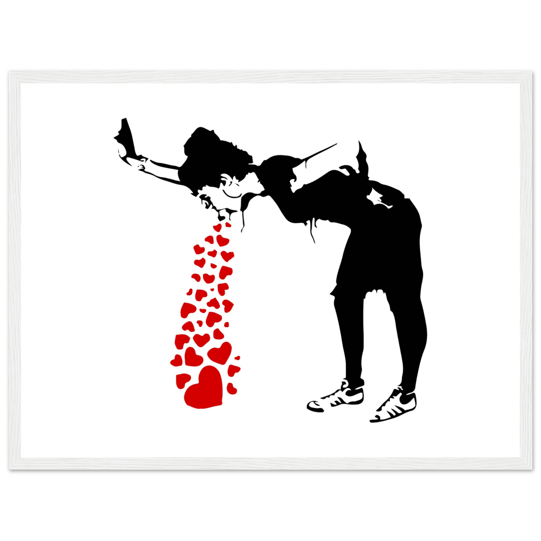 Banksy Lovesick Girl Throwing up Hearts artwork poster by Art-O-Rama Shop