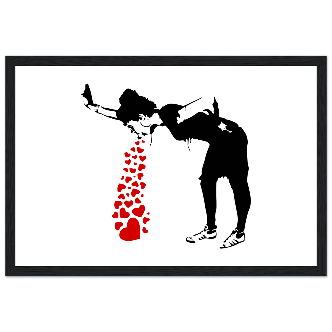 Banksy Lovesick Girl Throwing up Hearts artwork poster by Art-O-Rama Shop
