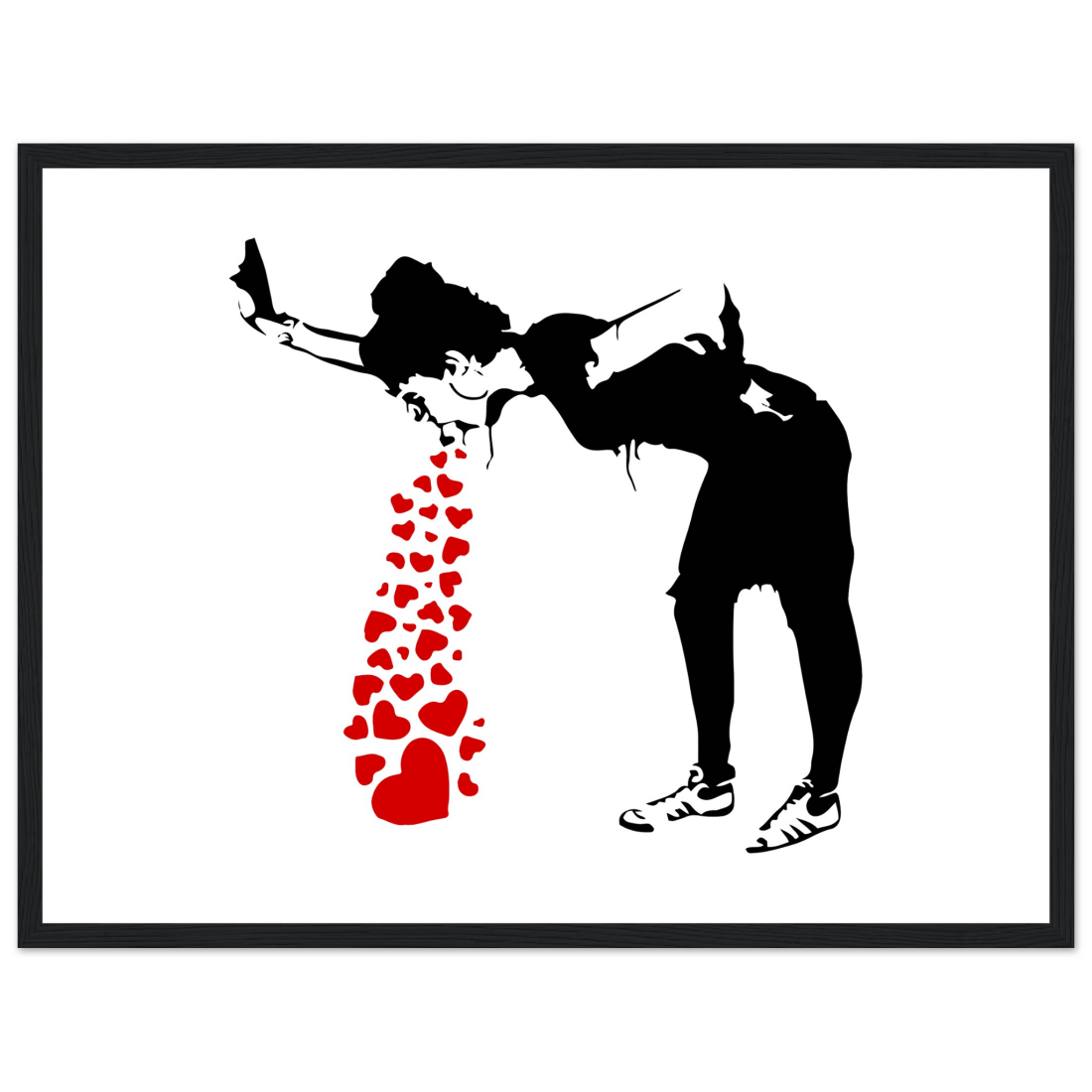 Banksy Lovesick Girl Throwing up Hearts artwork poster by Art-O-Rama Shop