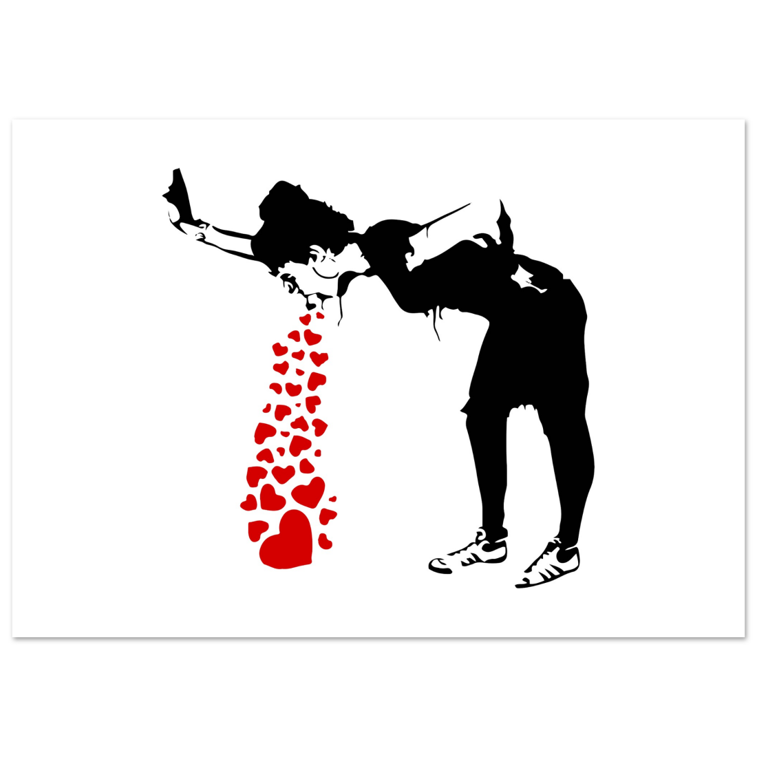Banksy Lovesick Girl Throwing up Hearts artwork poster by Art-O-Rama Shop
