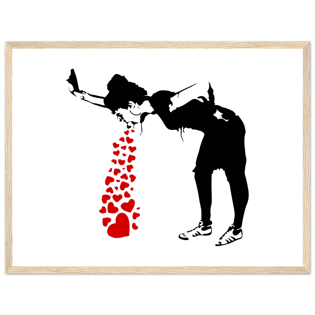 Banksy Lovesick Girl Throwing up Hearts artwork poster by Art-O-Rama Shop