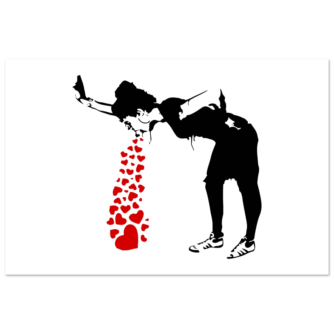 Banksy Lovesick Girl Throwing up Hearts artwork poster by Art-O-Rama Shop