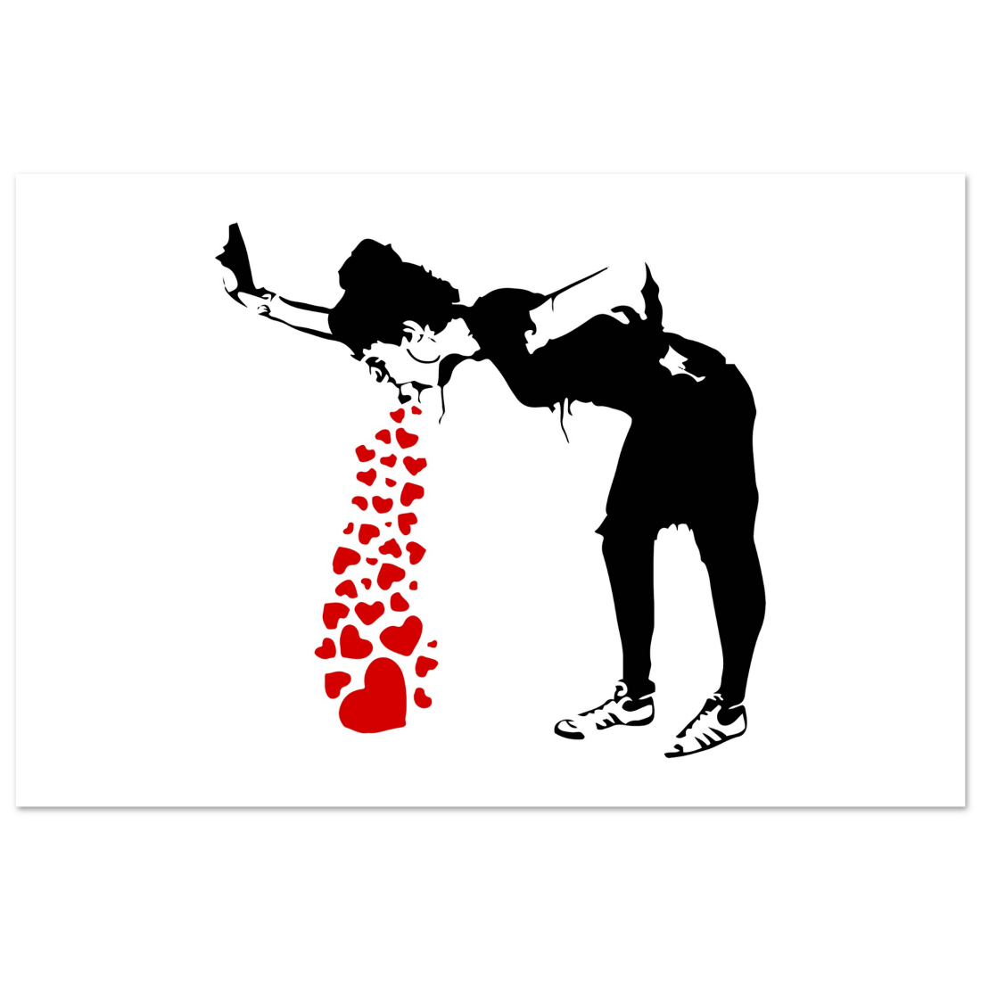 Banksy Lovesick Girl Throwing up Hearts artwork poster by Art-O-Rama Shop