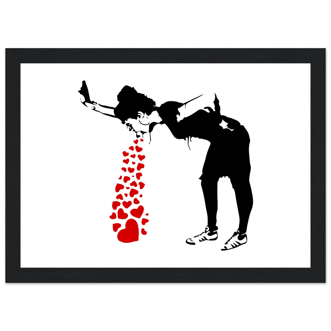 Banksy Lovesick Girl Throwing up Hearts artwork poster by Art-O-Rama Shop