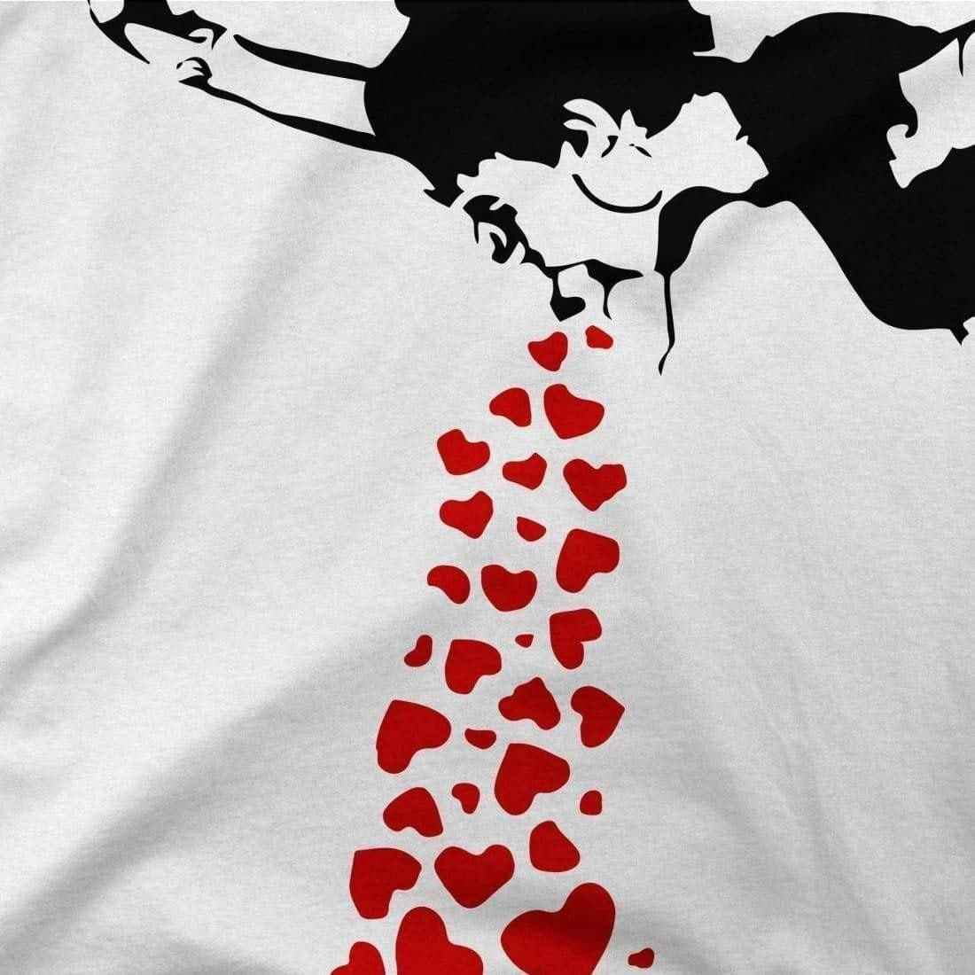 Banksy Lovesick Girl Throwing up Hearts artwork t-shirt by Art-O-Rama Shop