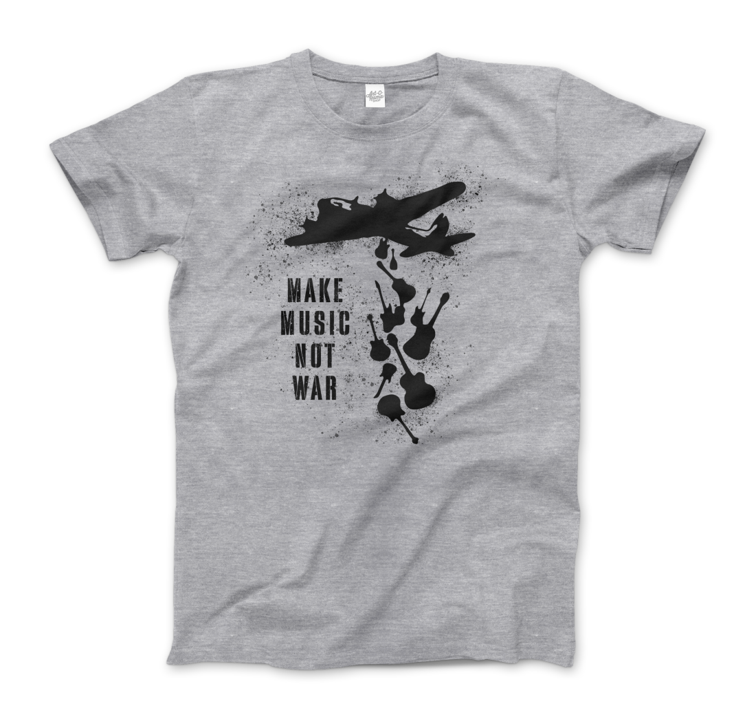 Banksy Make Music Not War street art t-shirt by Art-O-Rama Shop