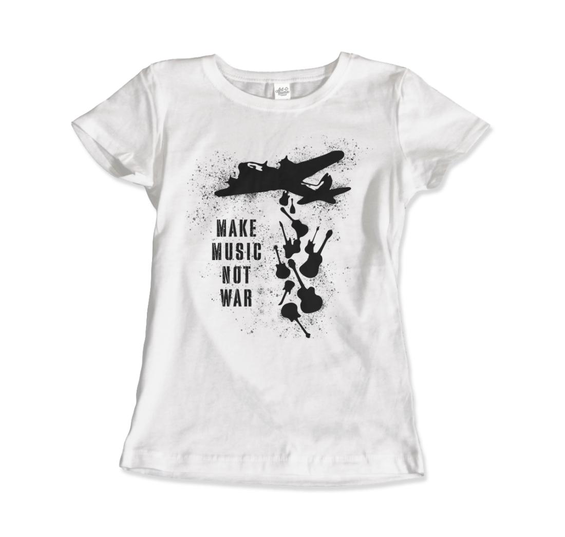 Banksy Make Music Not War street art t-shirt by Art-O-Rama Shop