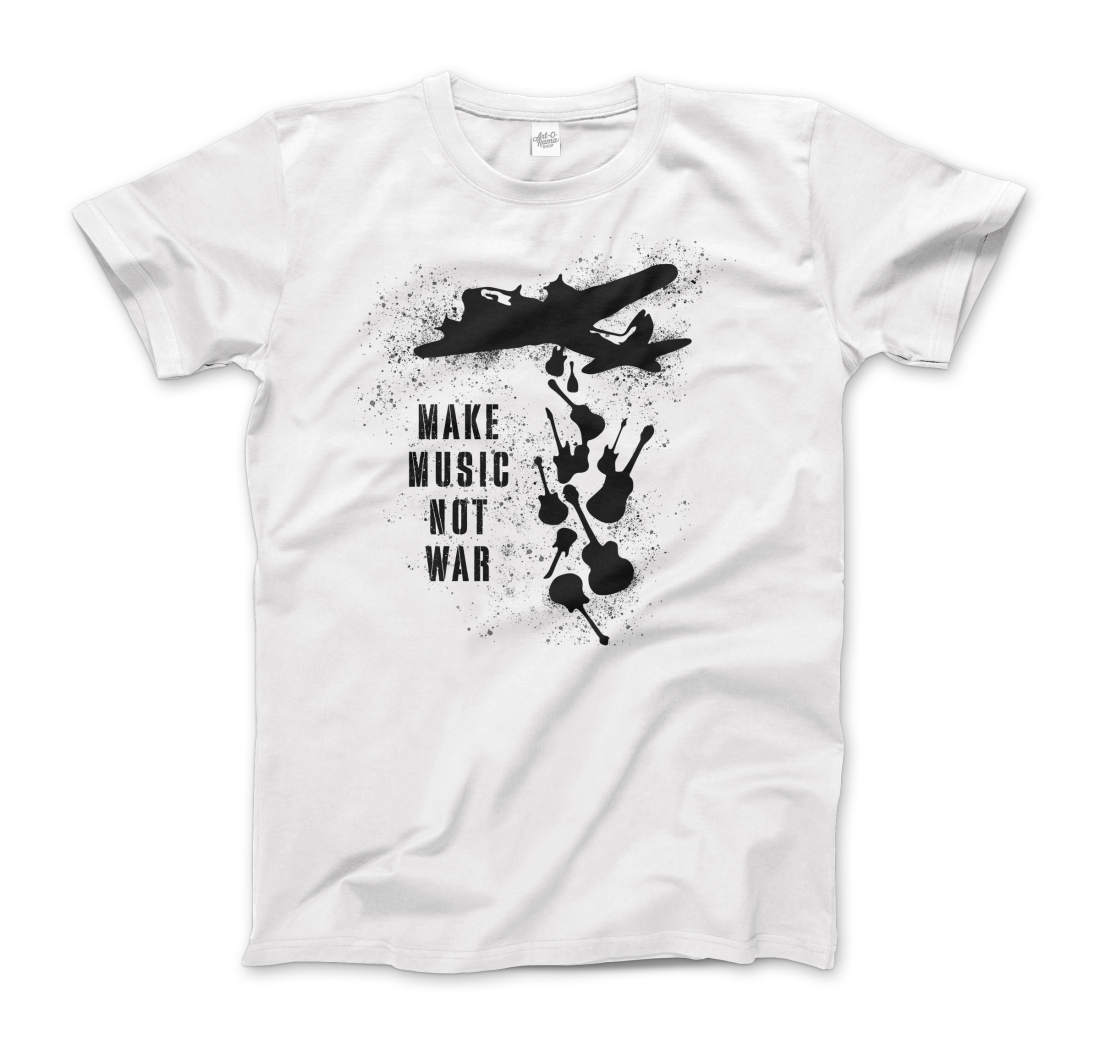 Banksy Make Music Not War street art t-shirt by Art-O-Rama Shop