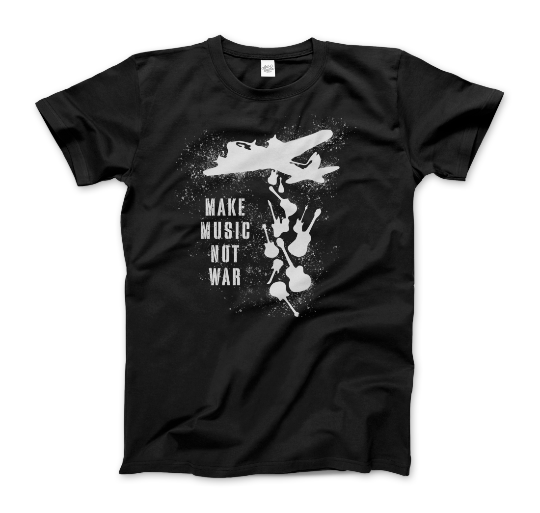 Banksy Make Music Not War street art t-shirt by Art-O-Rama Shop