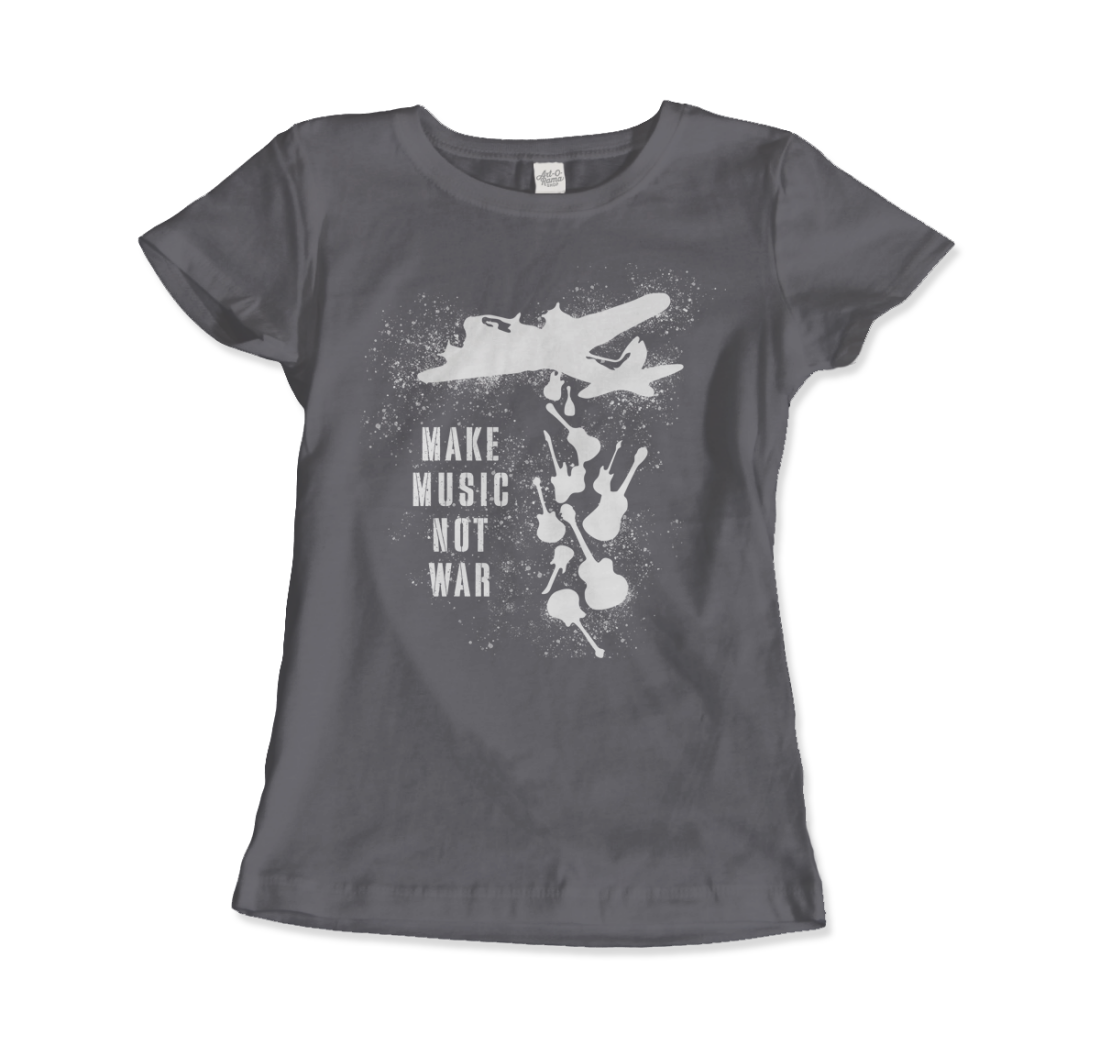 Banksy Make Music Not War street art t-shirt by Art-O-Rama Shop
