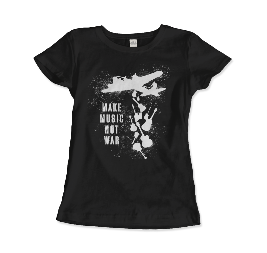 Banksy Make Music Not War street art t-shirt by Art-O-Rama Shop
