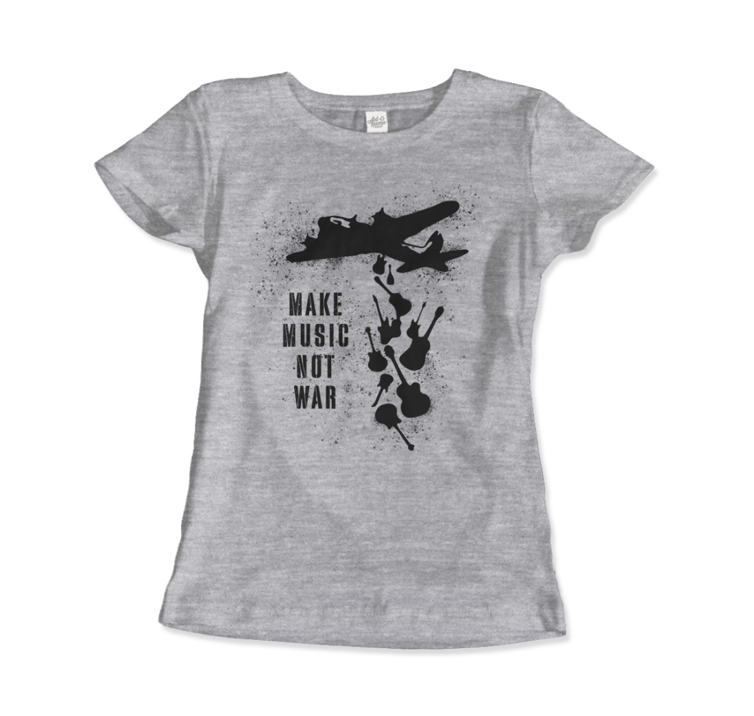 Banksy Make Music Not War street art t-shirt by Art-O-Rama Shop