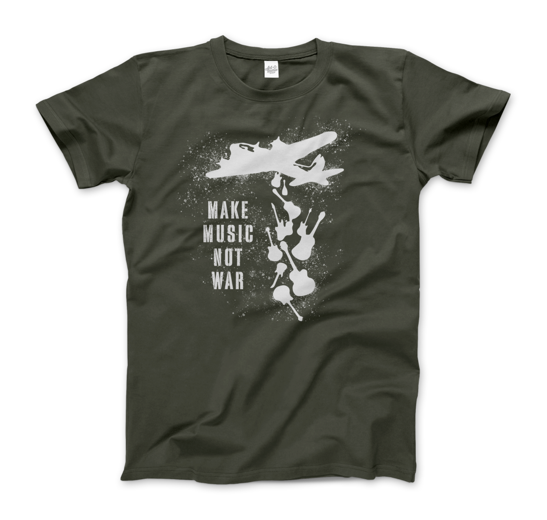 Banksy Make Music Not War street art t-shirt by Art-O-Rama Shop