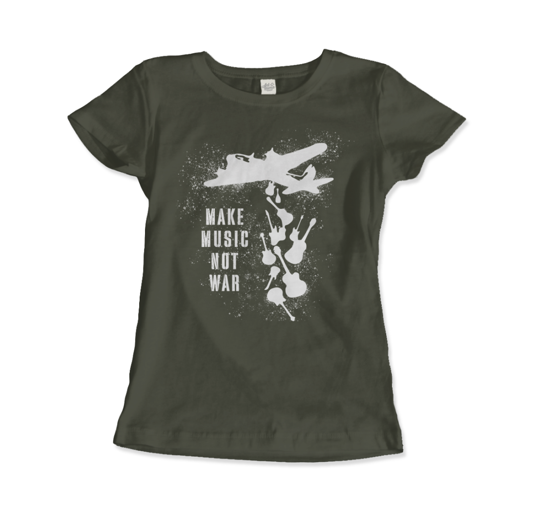 Banksy Make Music Not War street art t-shirt by Art-O-Rama Shop