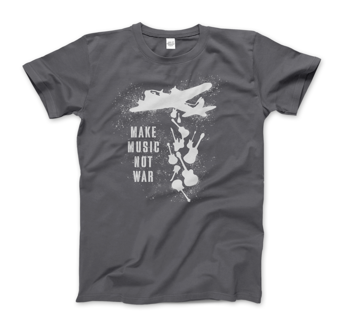 Banksy Make Music Not War street art t-shirt by Art-O-Rama Shop