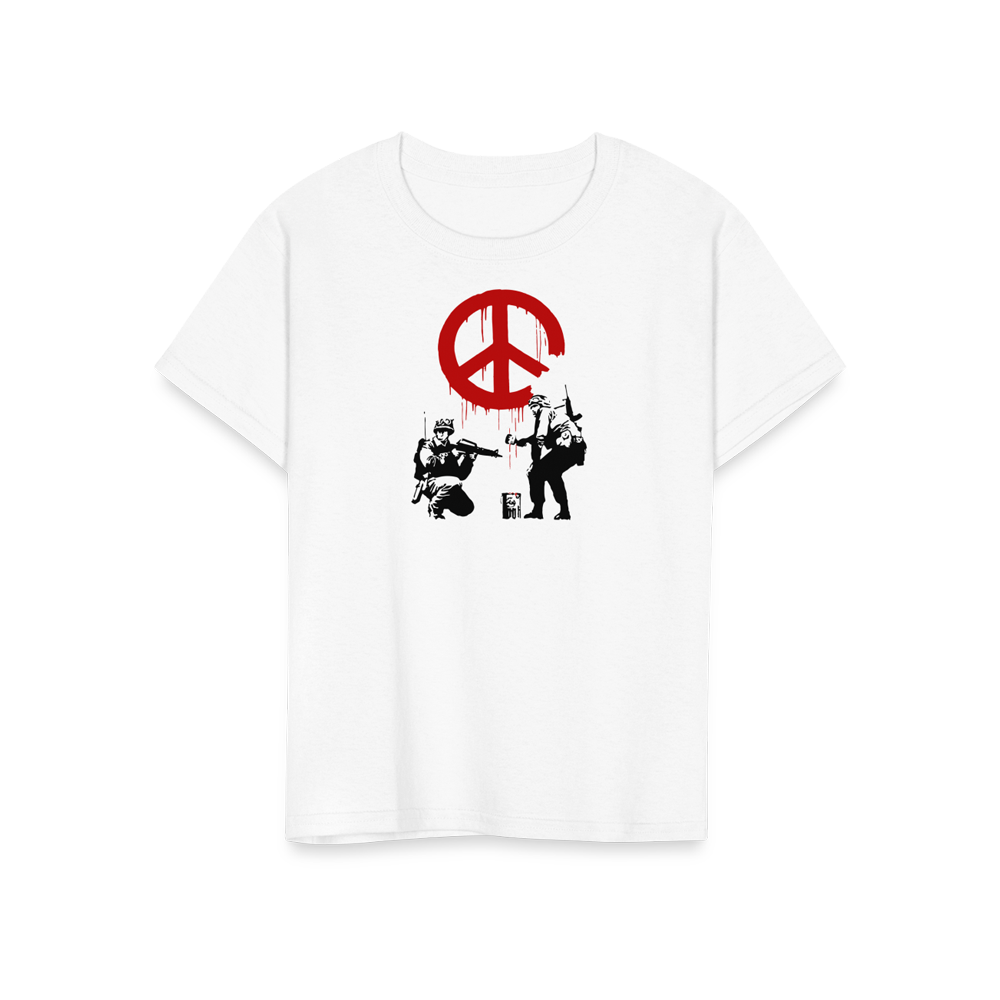 Banksy Soldiers painting Peace Symbol 2006 artwork t-shirt by Art-O-Rama Shop