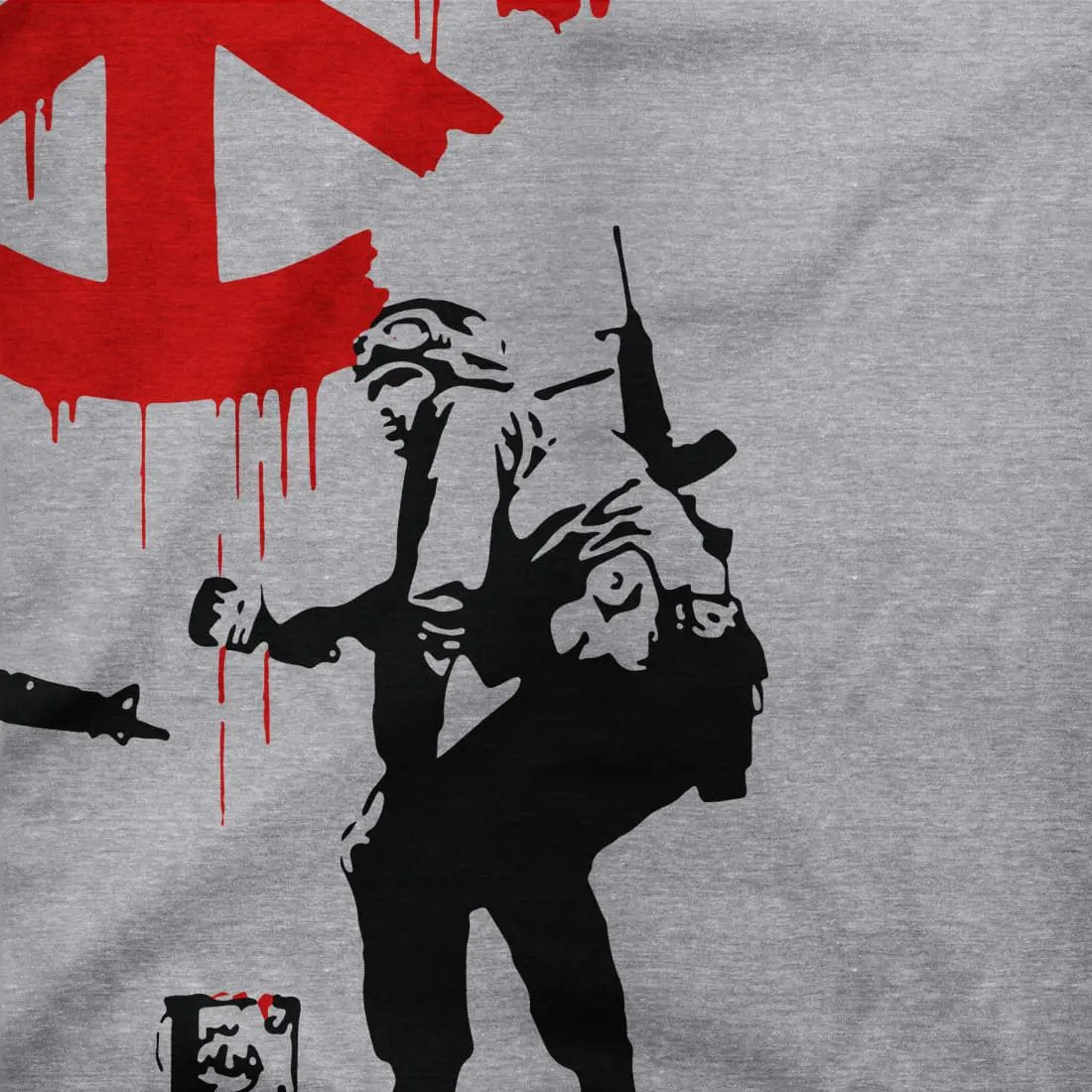 Banksy Soldiers painting Peace Symbol 2006 artwork t-shirt by Art-O-Rama Shop