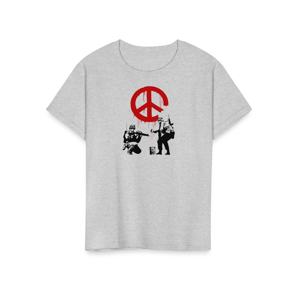 Banksy Soldiers painting Peace Symbol 2006 artwork t-shirt by Art-O-Rama Shop