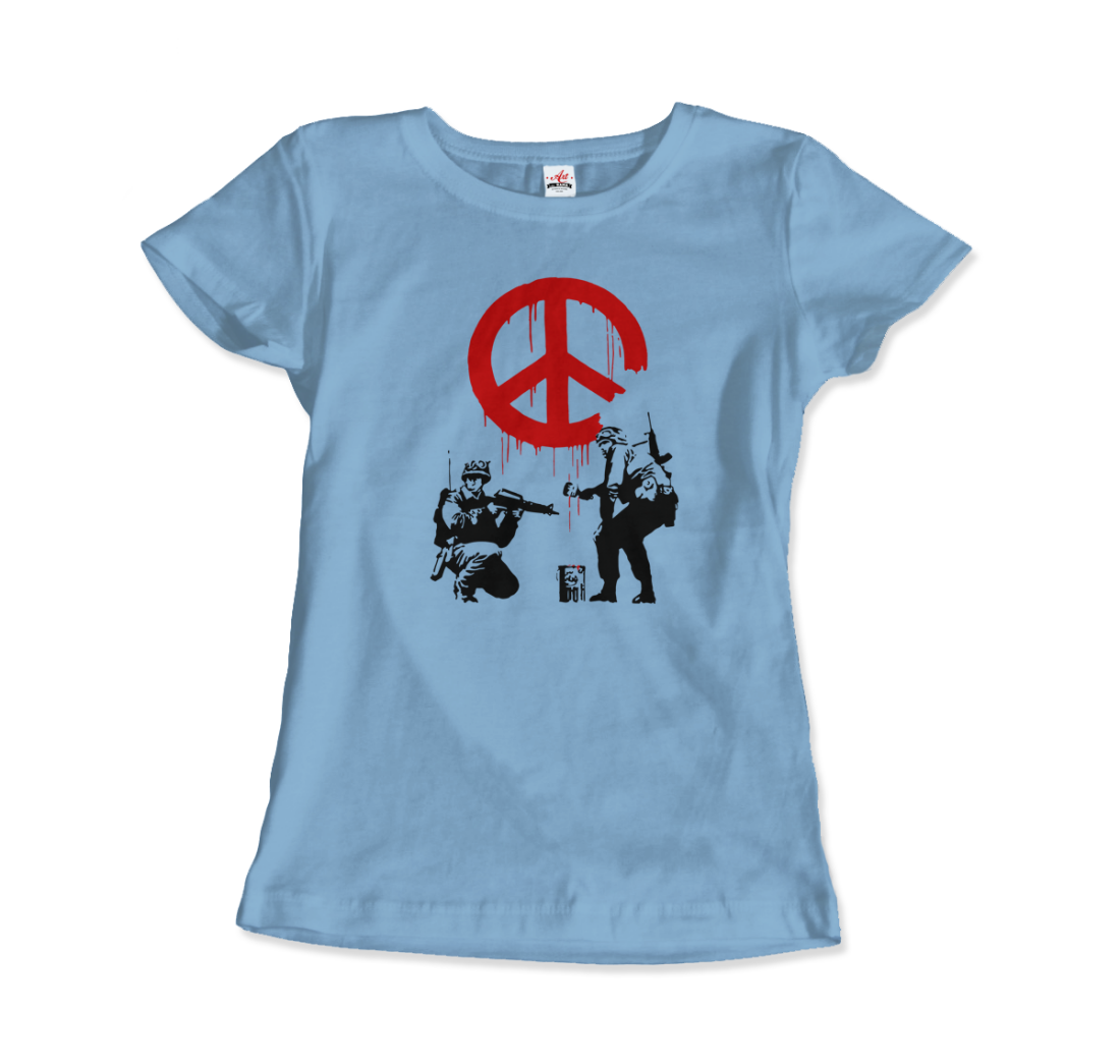 Banksy Soldiers painting Peace Symbol 2006 artwork t-shirt by Art-O-Rama Shop
