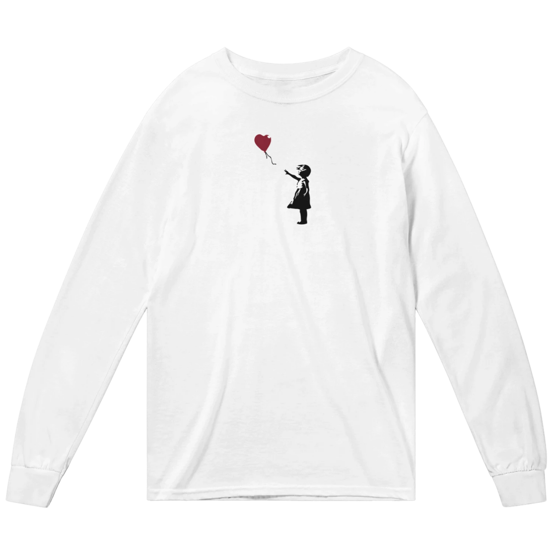 Banksy The Girl with a Red Balloon Artwork Long Sleeve Shirt by Art-O-Rama Shop
