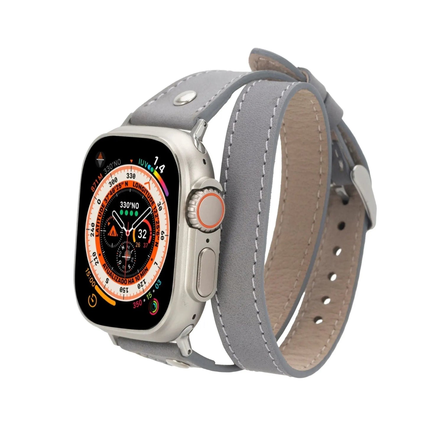 Basin Double Tour Leather Bands for Apple Watch 9, Ultra 2 and SE by TORONATA