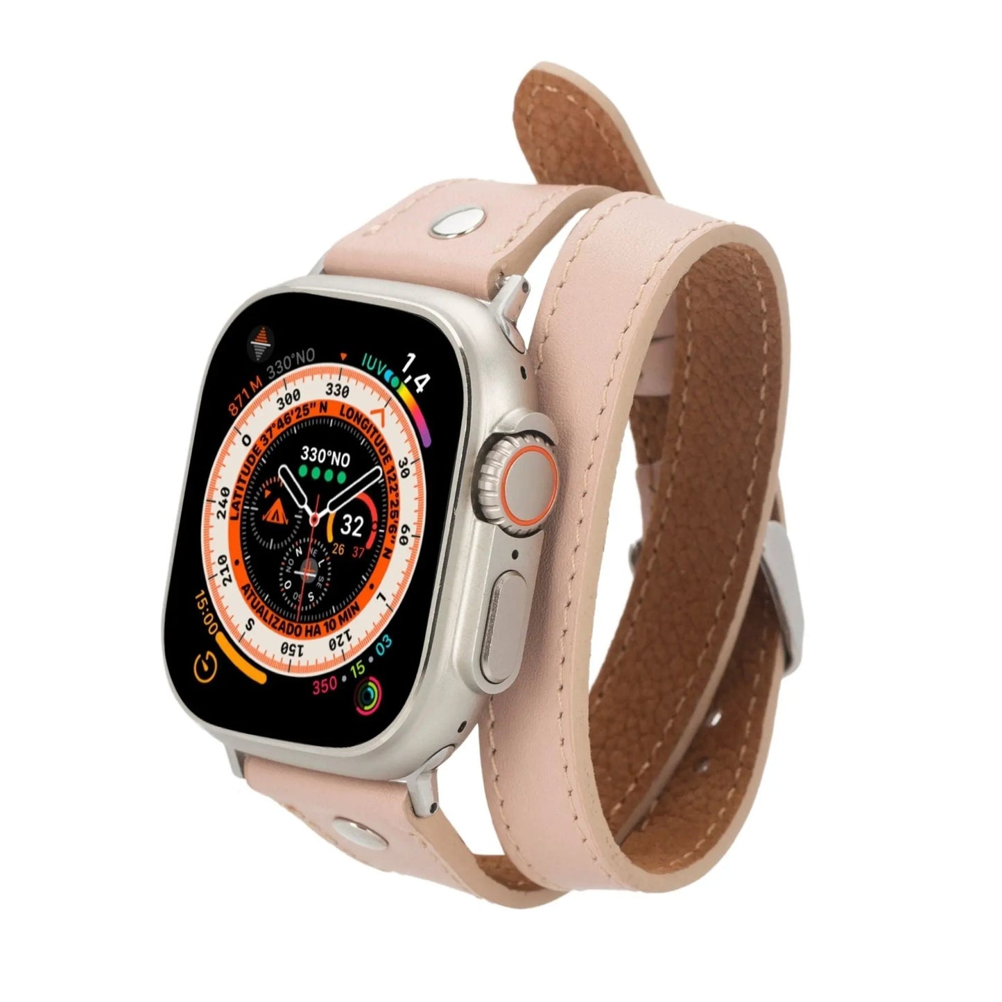 Basin Double Tour Leather Bands for Apple Watch 9, Ultra 2 and SE by TORONATA