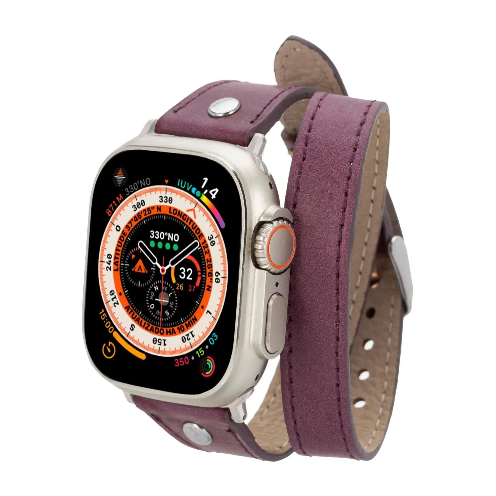 Basin Double Tour Leather Bands for Apple Watch 9, Ultra 2 and SE by TORONATA