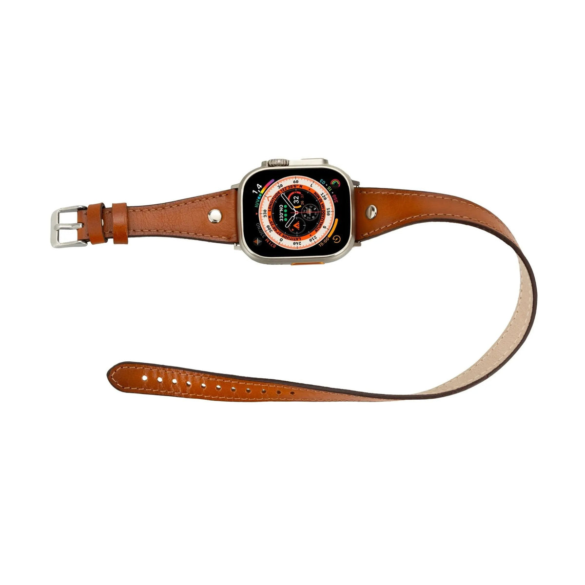 Basin Double Tour Leather Bands for Apple Watch 9, Ultra 2 and SE by TORONATA