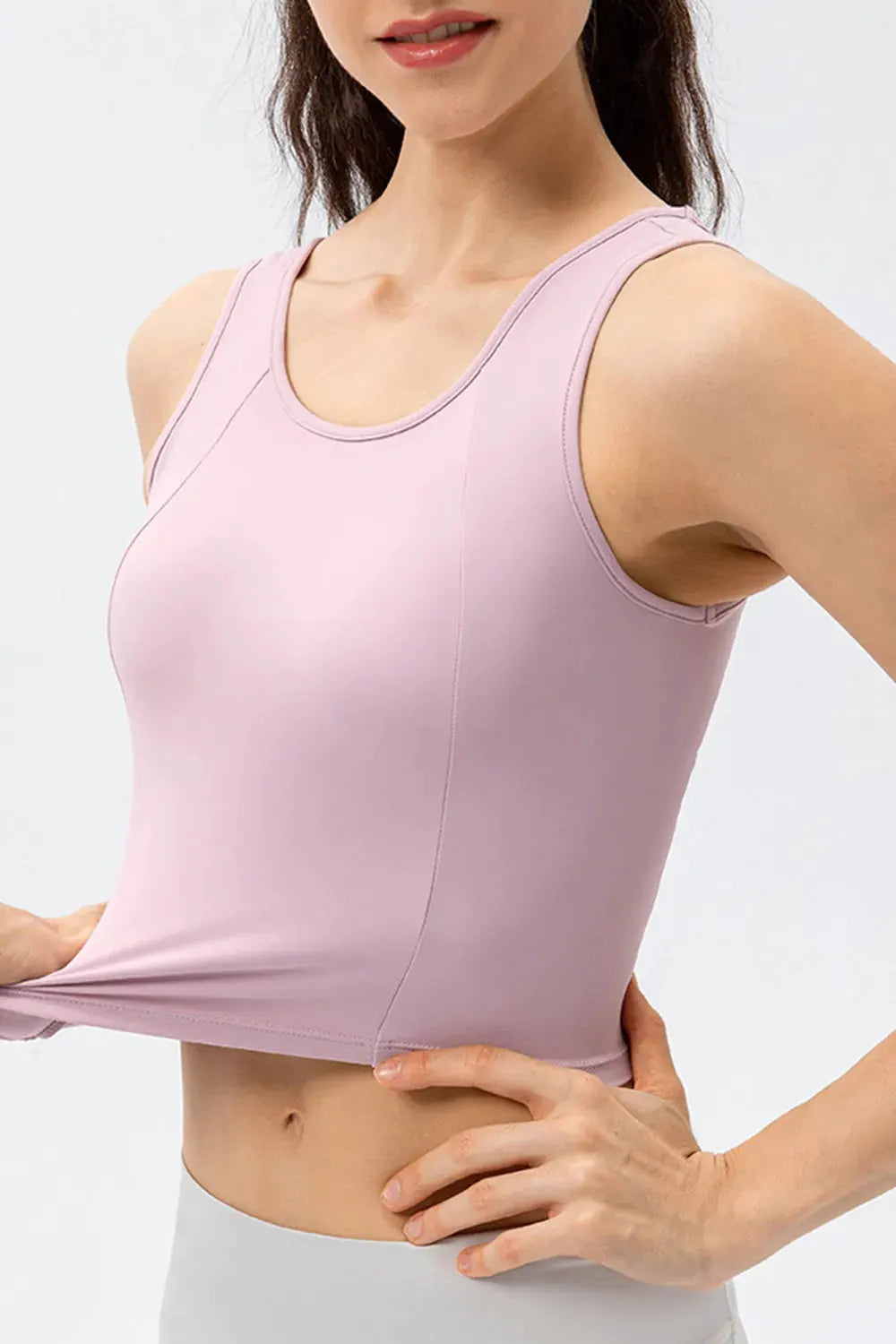 Round Neck Wide Strap Active Tank by Partner Label