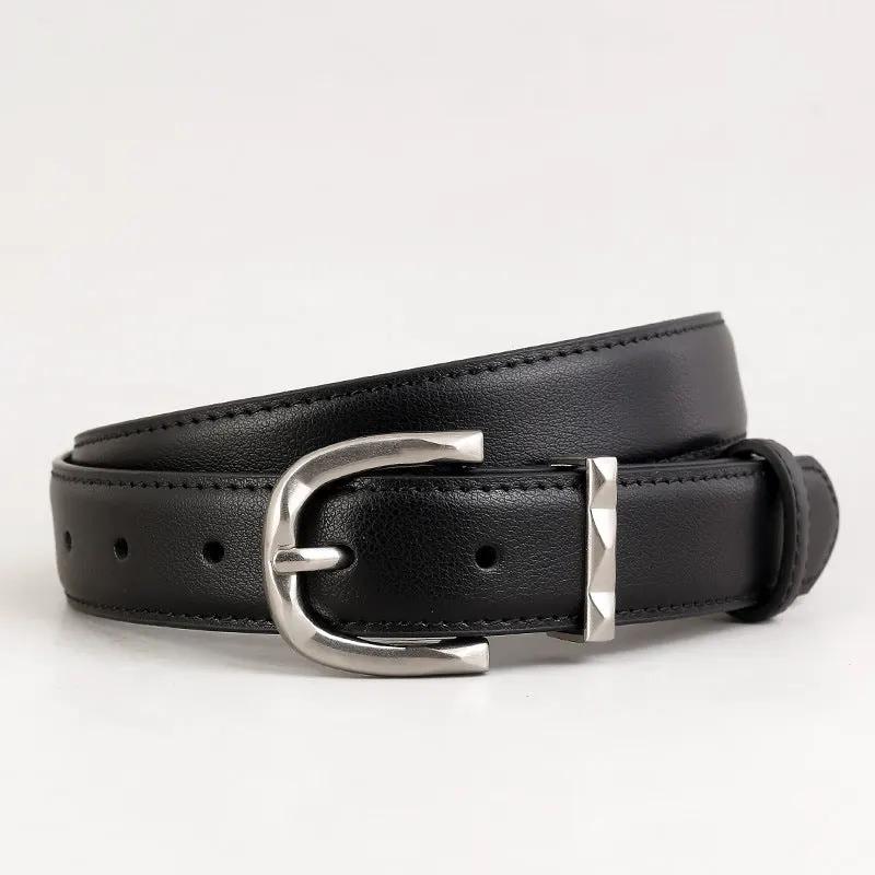 Classic Leather Skinny Belt by Trendsi