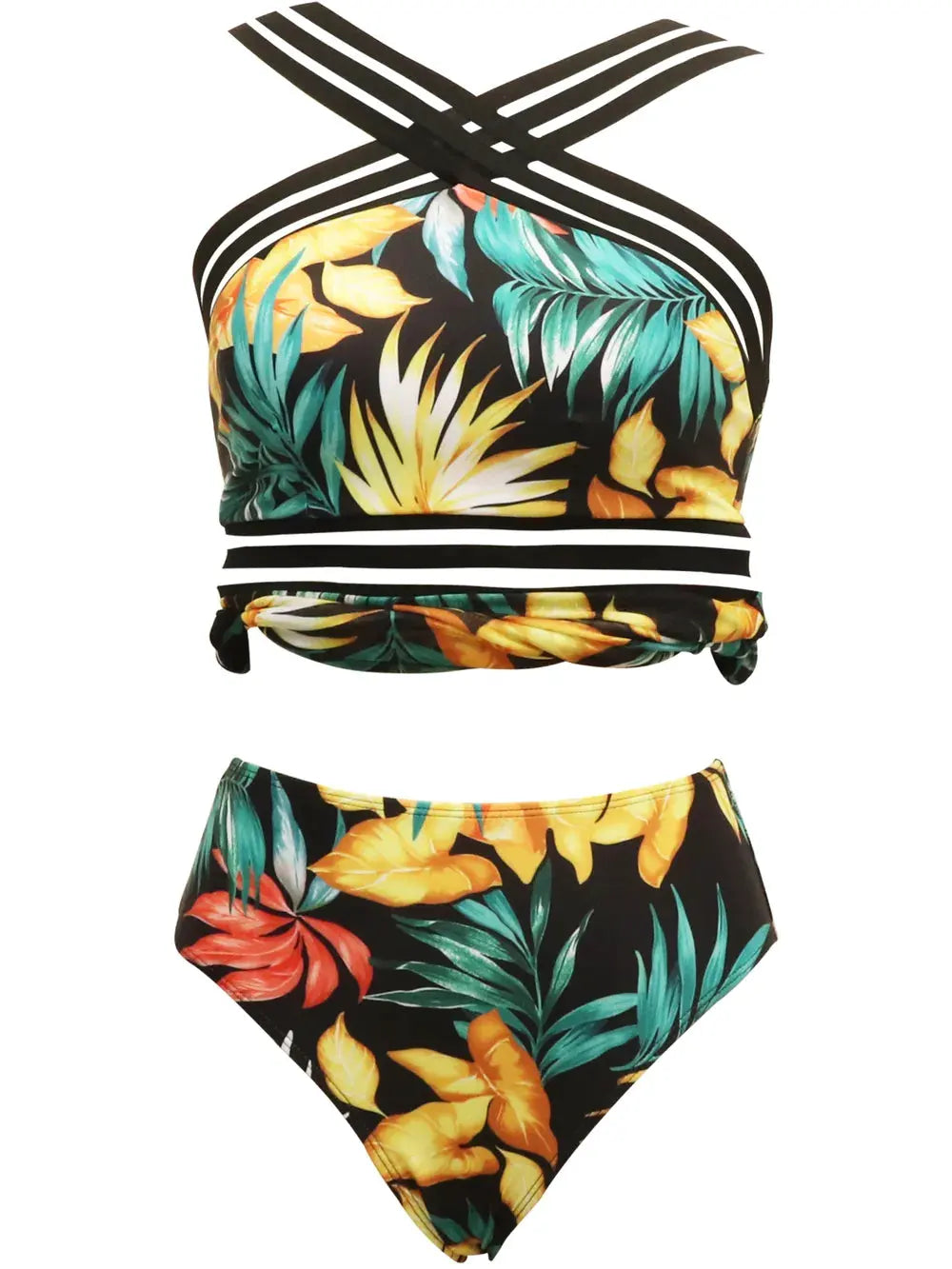 Cutout Printed Two-Piece Swim Set by Partner Label