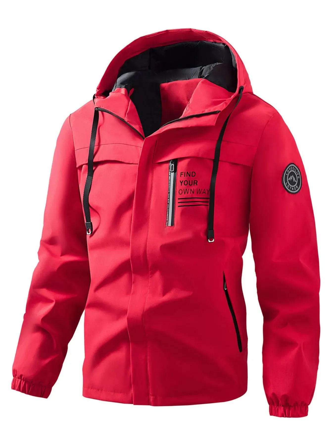 Men's Plus Size Hooded Outdoor Windproof Jacket by Partner Label