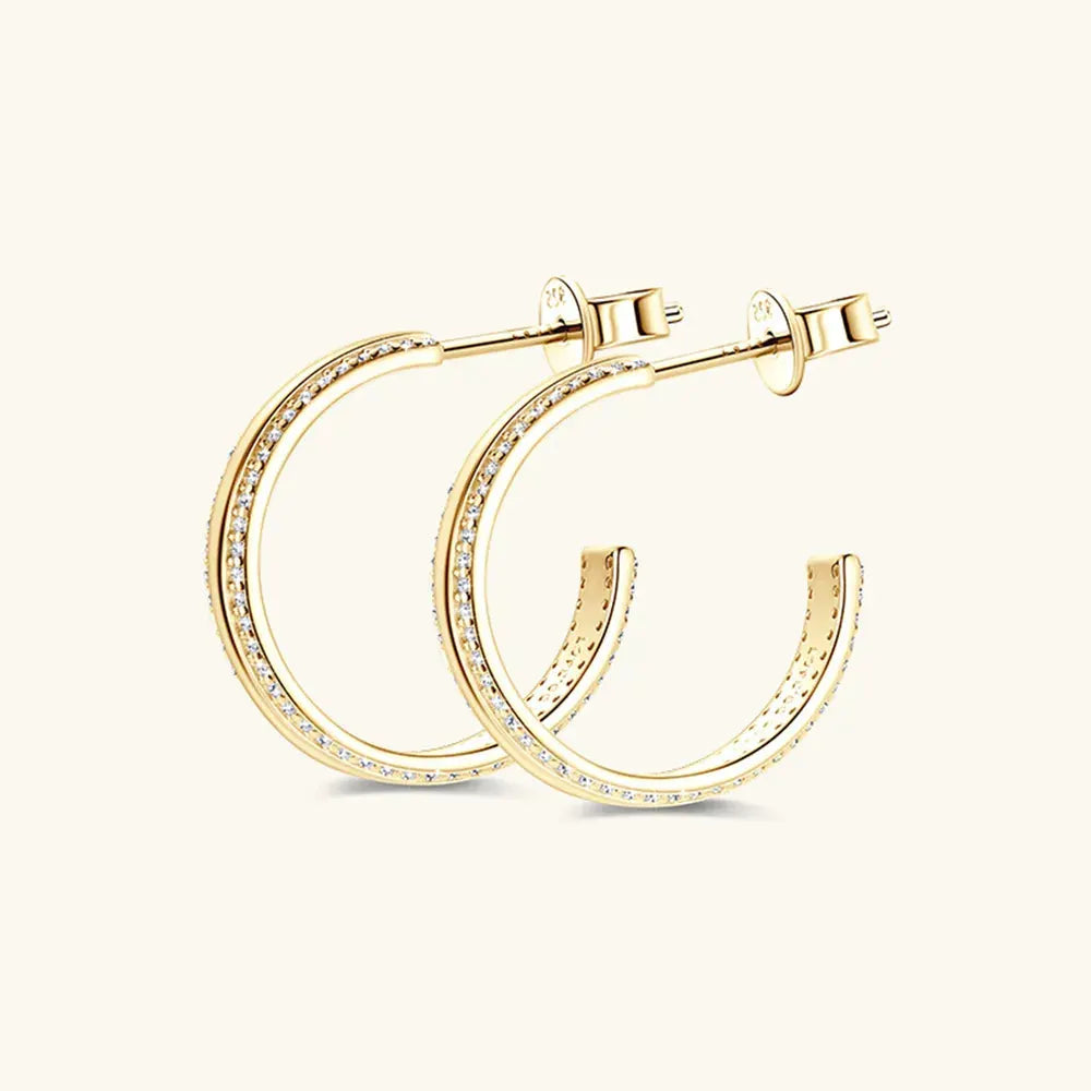 925 Sterling Silver Inlaid Moissanite C-Hoop Earrings by Partner Label