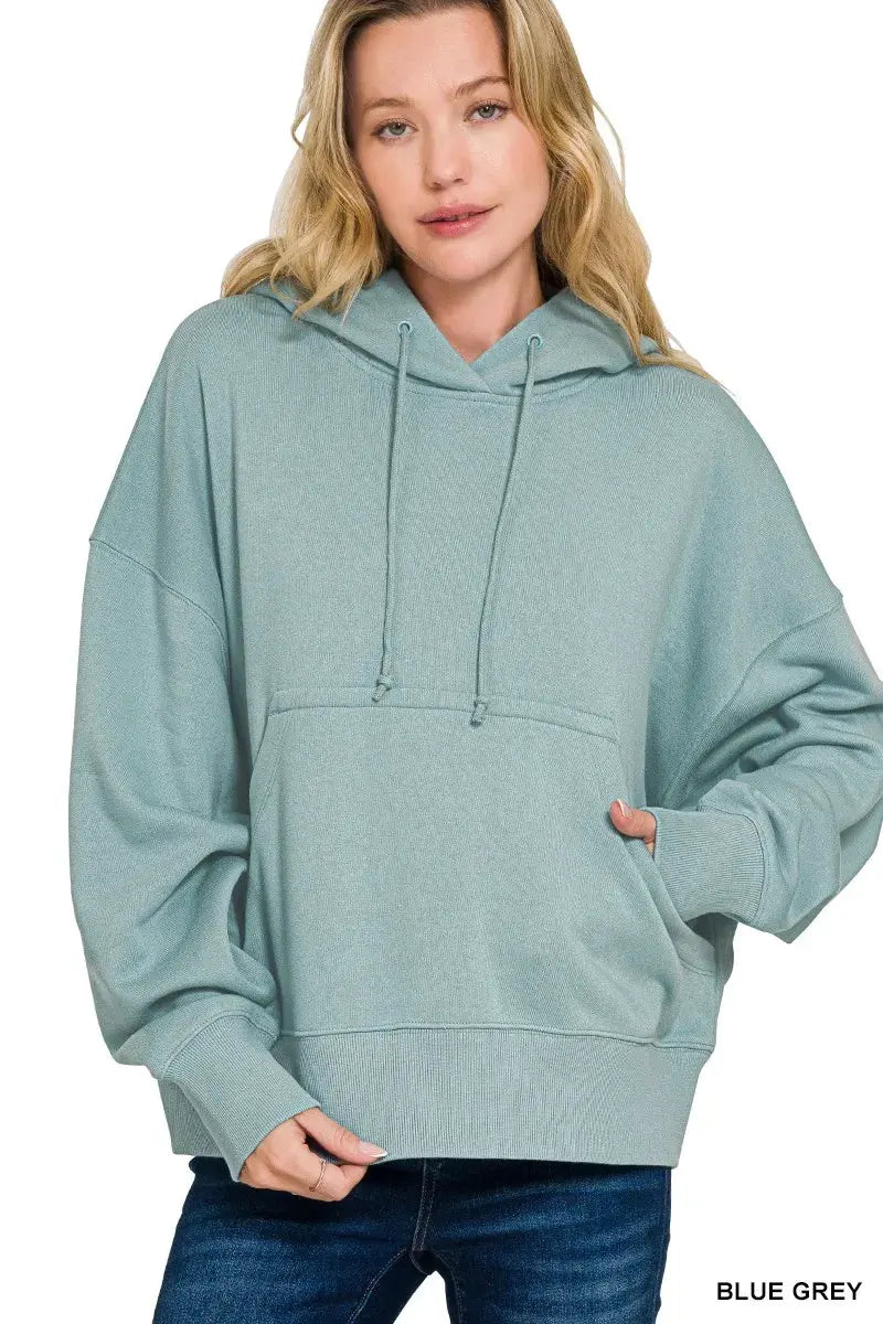 Zenana Oversized Fleece Kangaroo Pocket Hoodie by Zenana