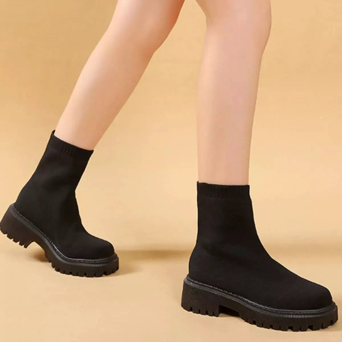 Round Toe Block Heels Boots by Partner Label