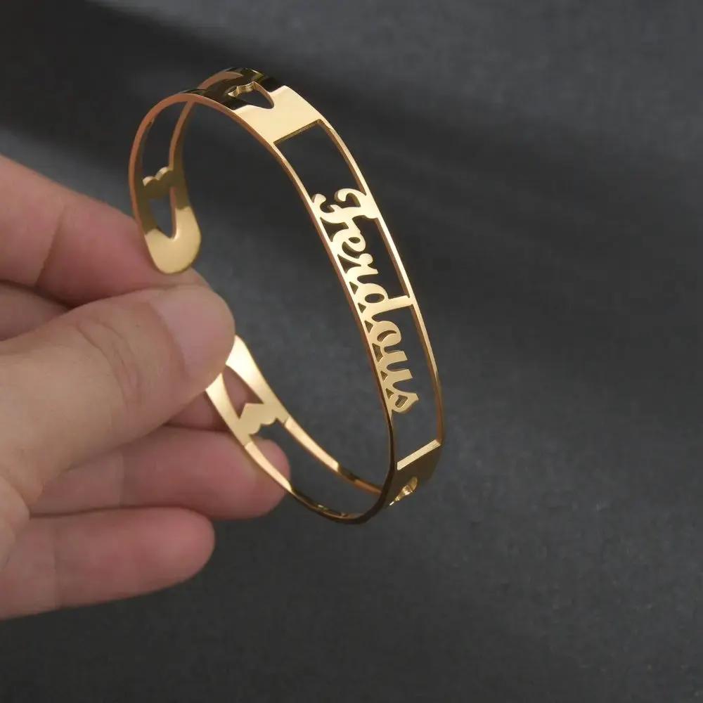 Customized Name Bracelet Personalized Custom Bangles Stainless Steel Jewelry by Maiden-Art