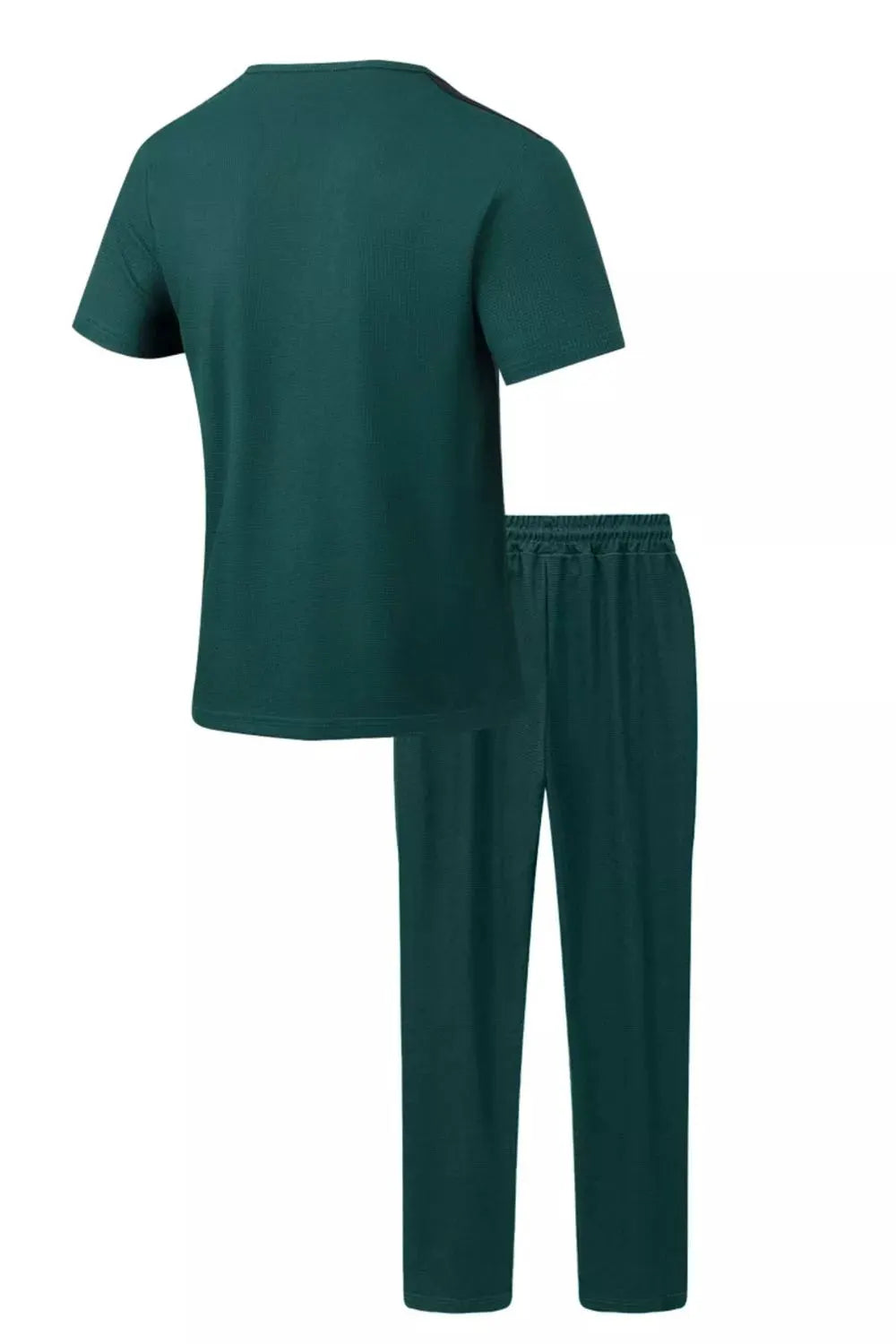 Men's Full Size Lace-Up Front Top and Pants Casual Set Plus Size by Trendsi
