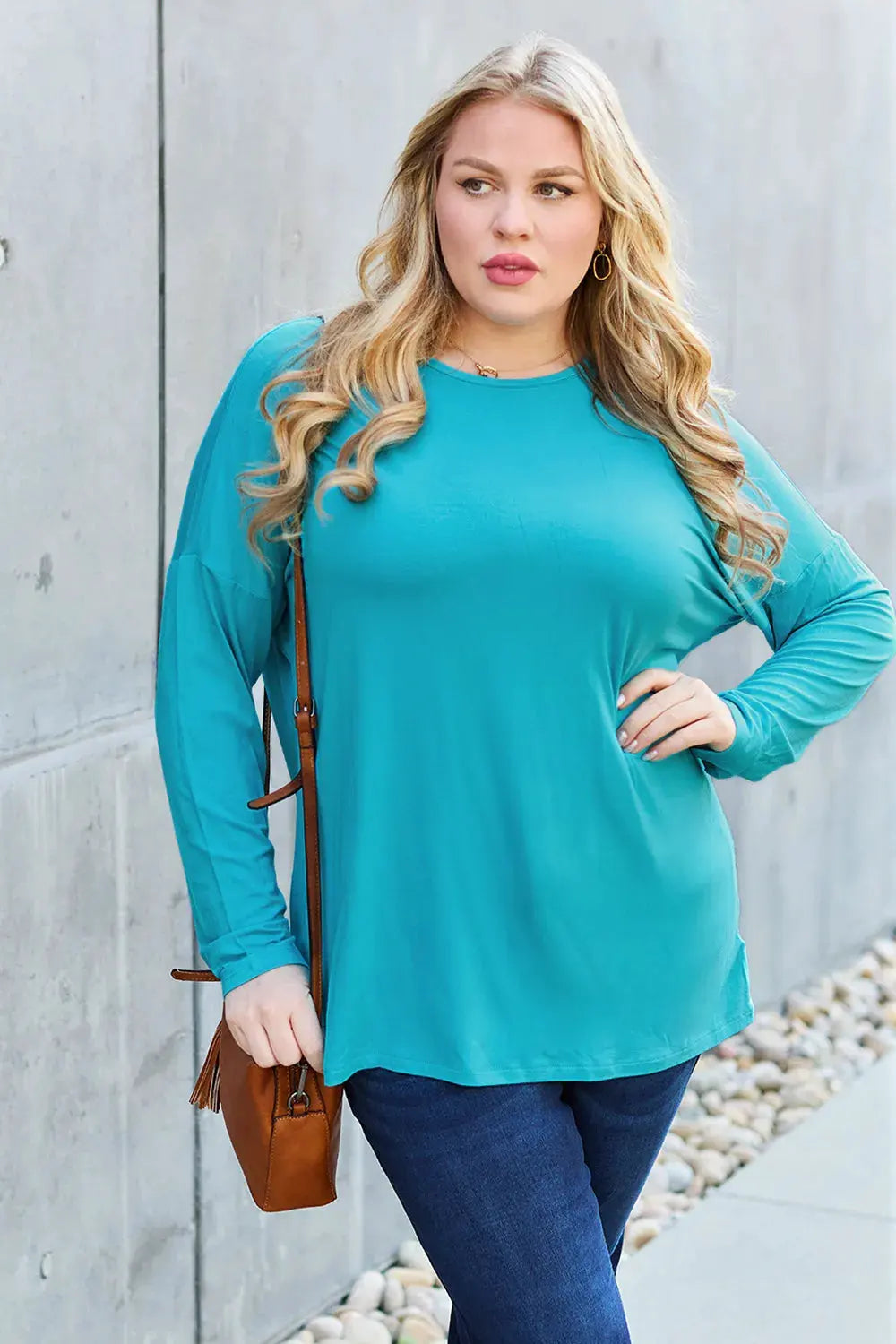 Basic Bae Full Size Round Neck Dropped Shoulder T-Shirt by Basic Bae