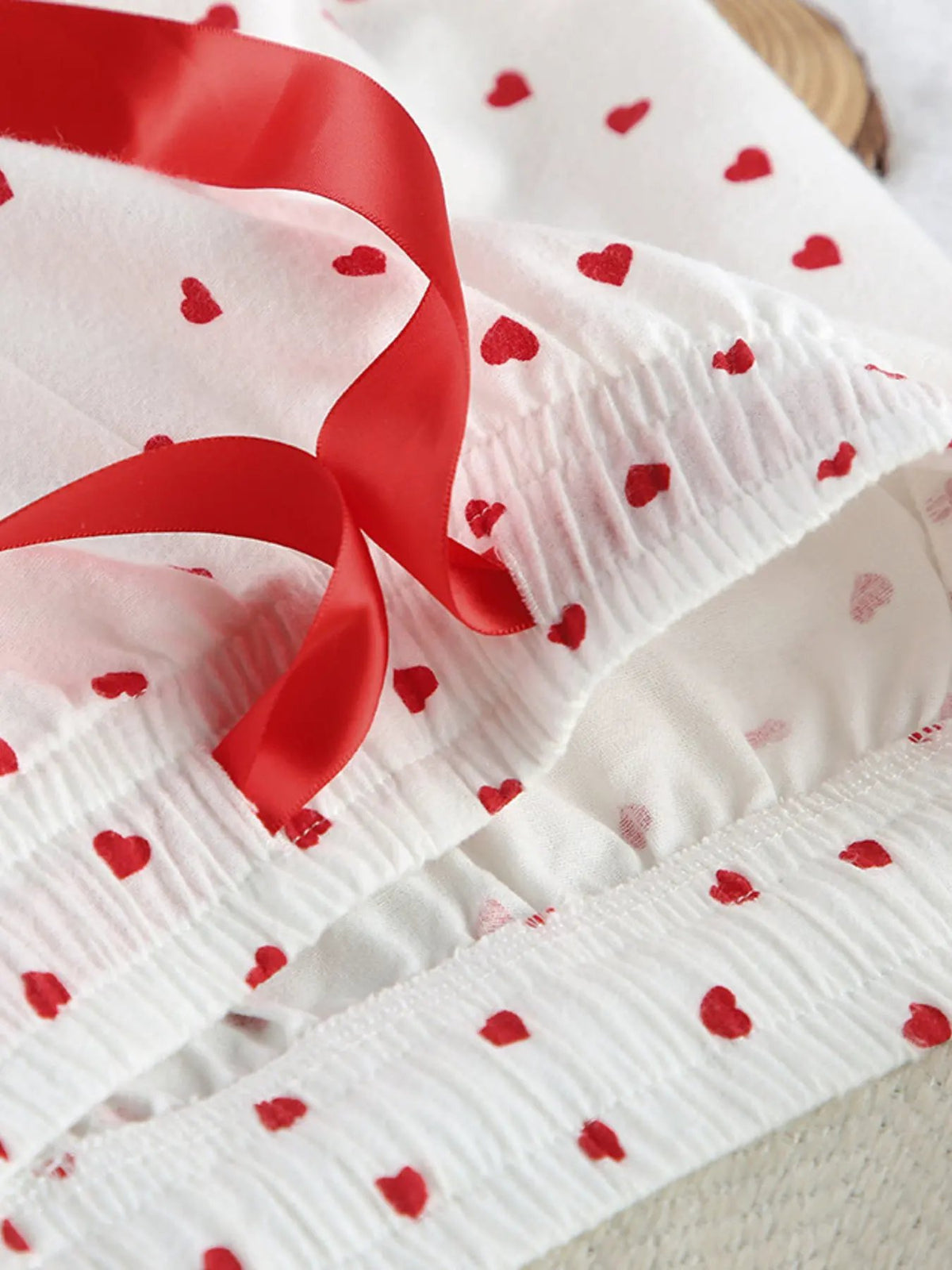 Heart Print Long Sleeve Top and Pants Lounge Set by Partner Label