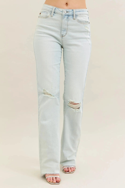 Judy Blue Full Size Destroy & Fray Hem Bootcut Jeans Plus Size by Judy Blue