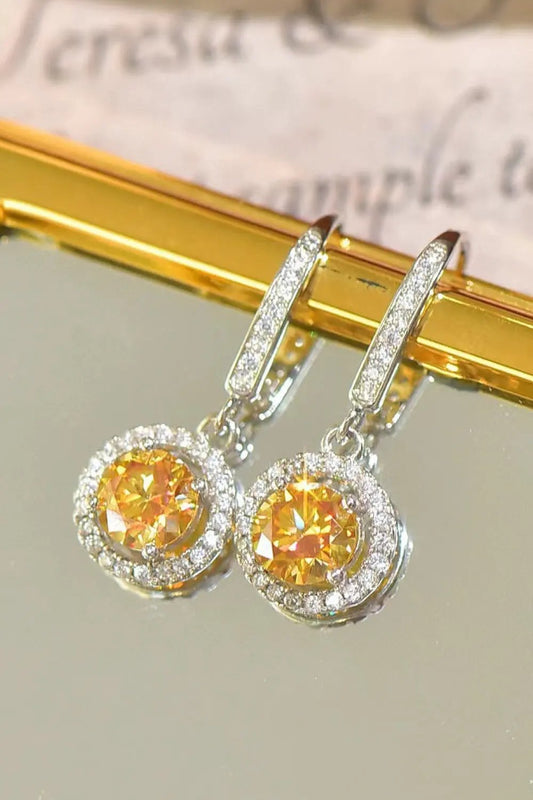 Platinum-Plated 2 Carat Moissanite Drop Earrings by Partner Label