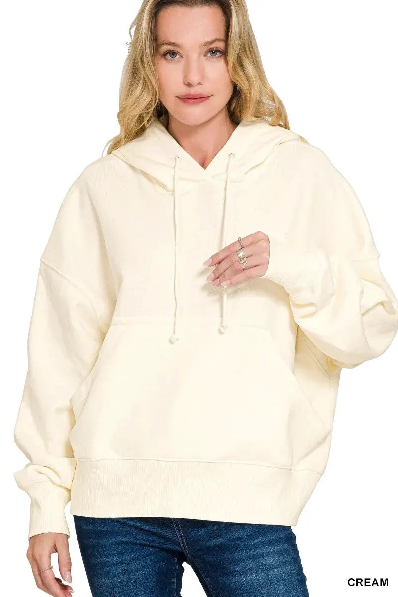 Zenana Oversized Fleece Kangaroo Pocket Hoodie by Zenana